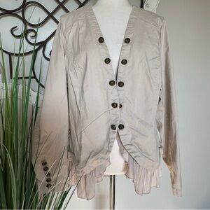 TORRID Size 2 2X Khaki Moto Jacket with Frilly Hemline